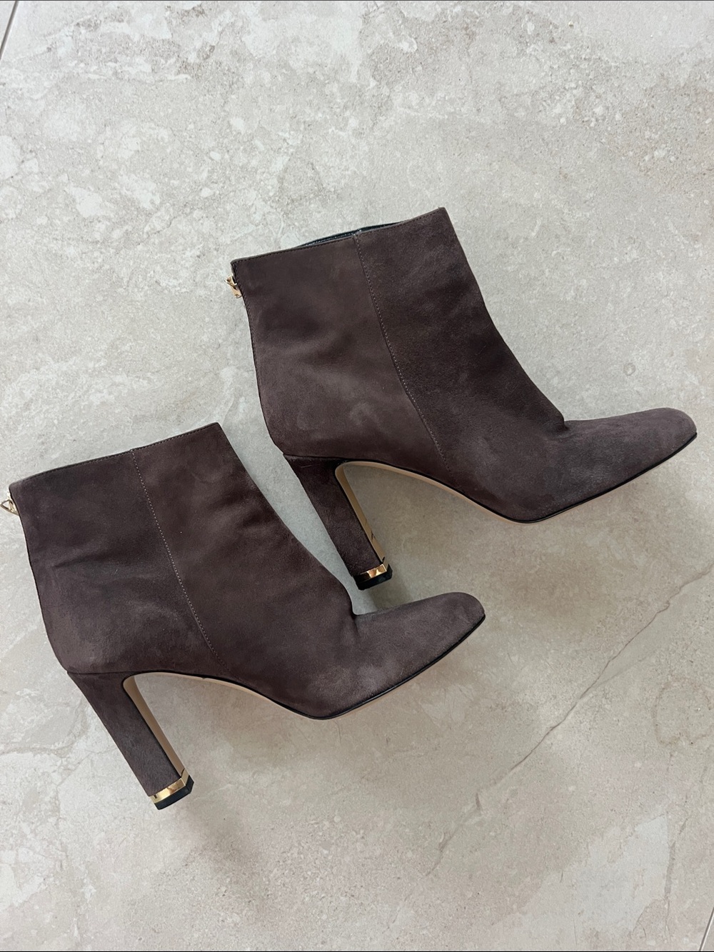 Kate Spade Suede Ankle Boots with Gold Heel Accent